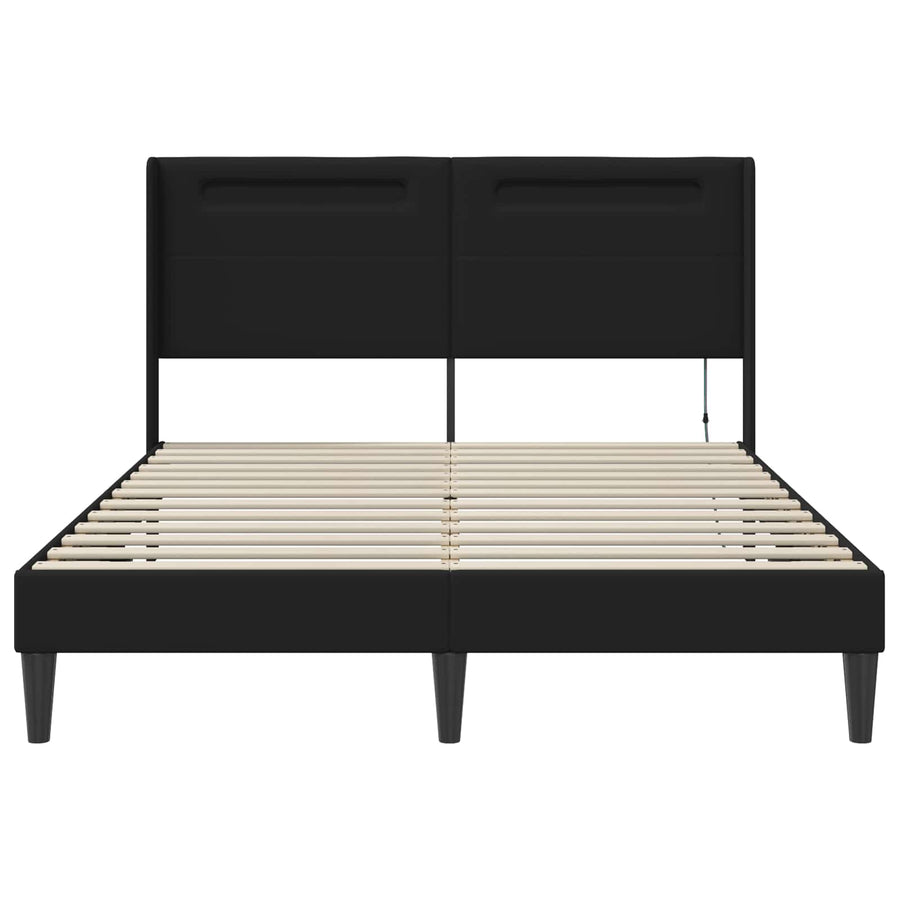 Bedframe met LED-stripverlichting Zwart 140 x 190 cm Kunstleer