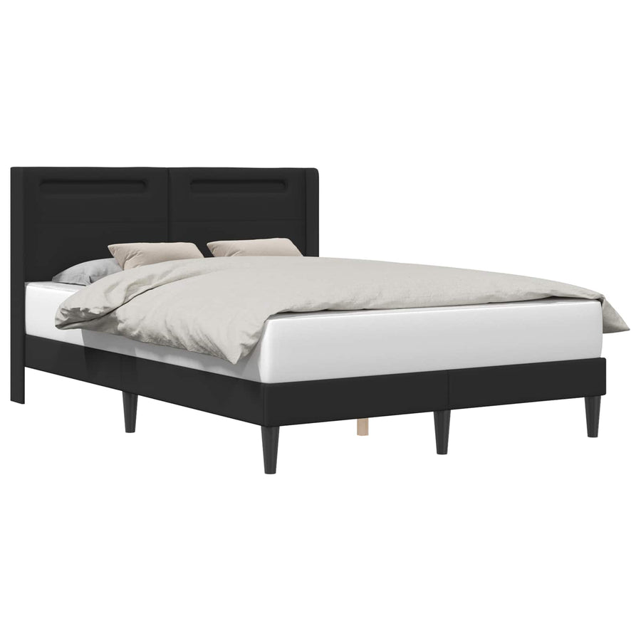 Bedframe met LED-stripverlichting Zwart 140 x 190 cm Kunstleer