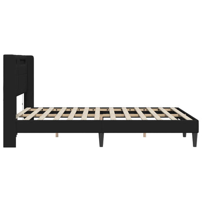 Bedframe met LED-stripverlichting Zwart 140 x 190 cm Kunstleer