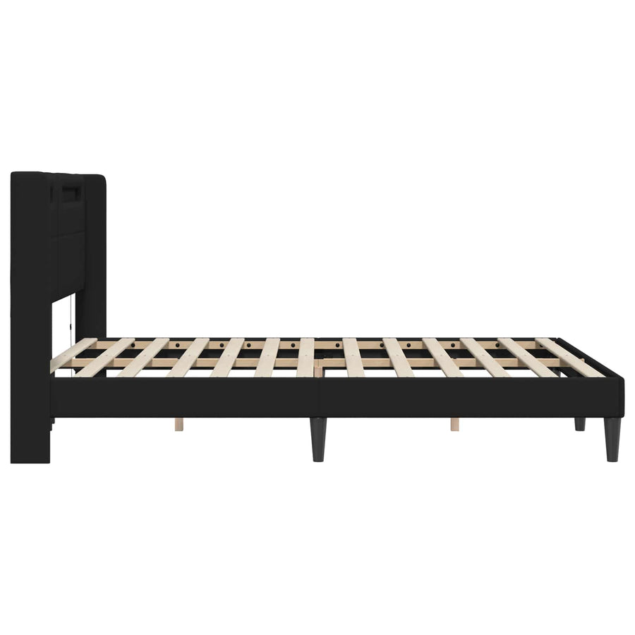Bedframe met LED-stripverlichting Zwart 140 x 190 cm Kunstleer