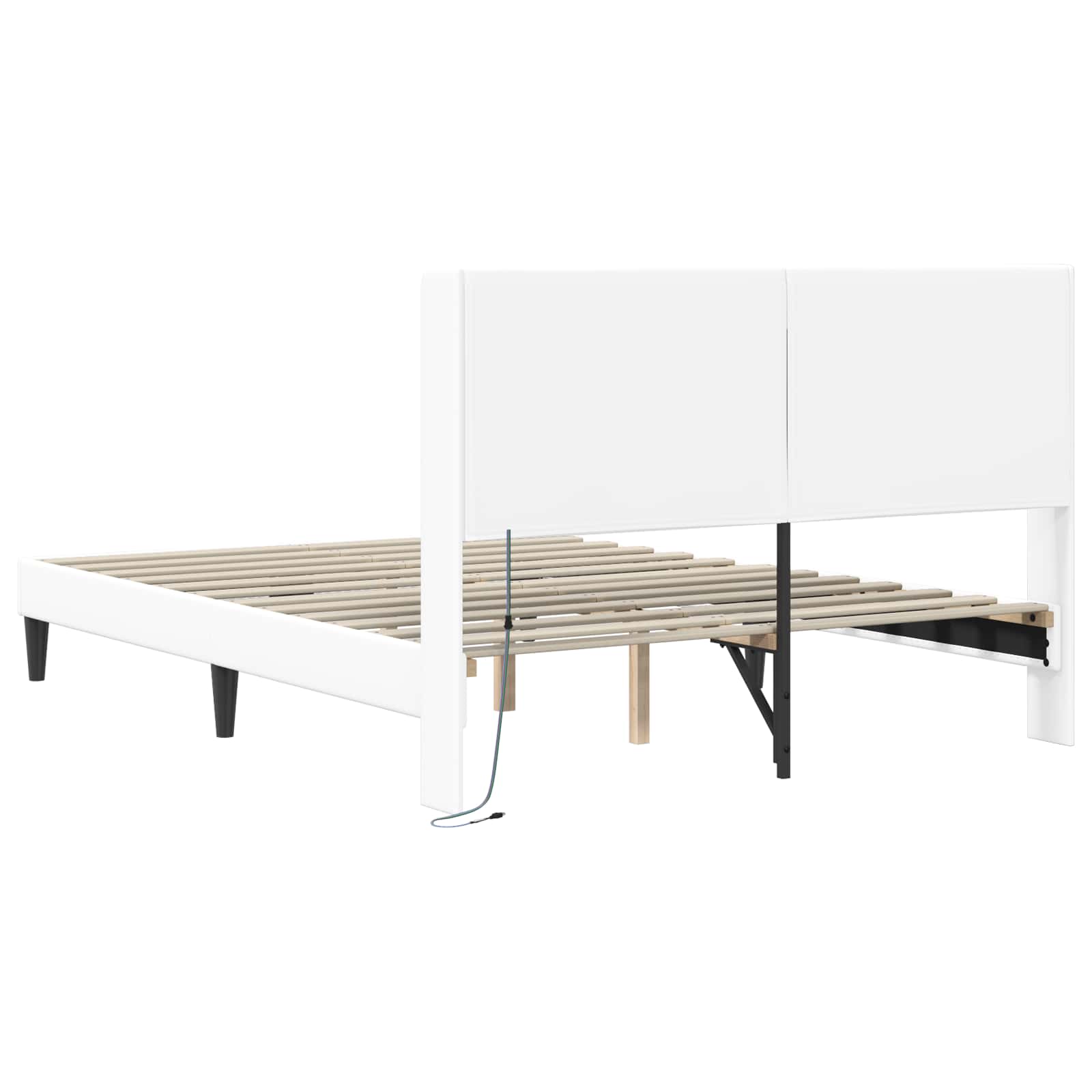 Bedframe met LED-stripverlichting Wit 140 x 190 cm Kunstleer