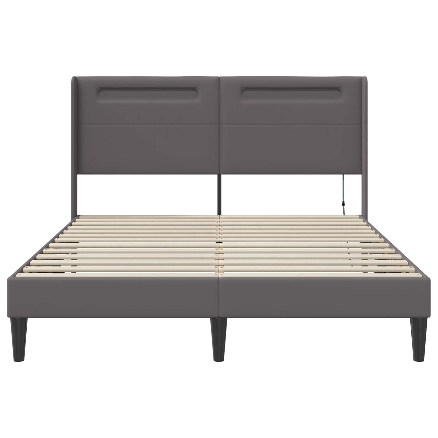 Bedframe met LED-stripverlichting Grijs 160 x 200 cm Kunstleer