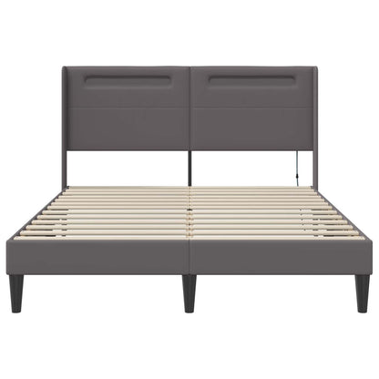 Bedframe met LED-stripverlichting Grijs 160 x 200 cm Kunstleer