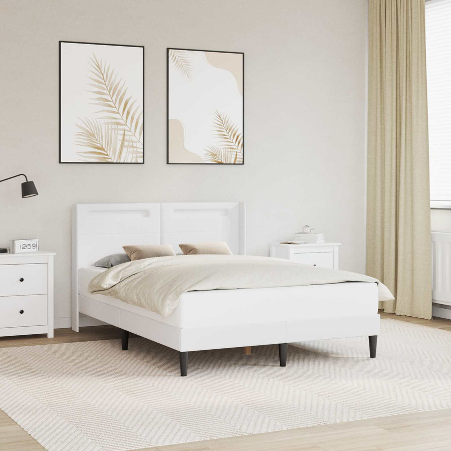 Bedframe met LED-stripverlichting Wit 160 x 200 cm Kunstleer