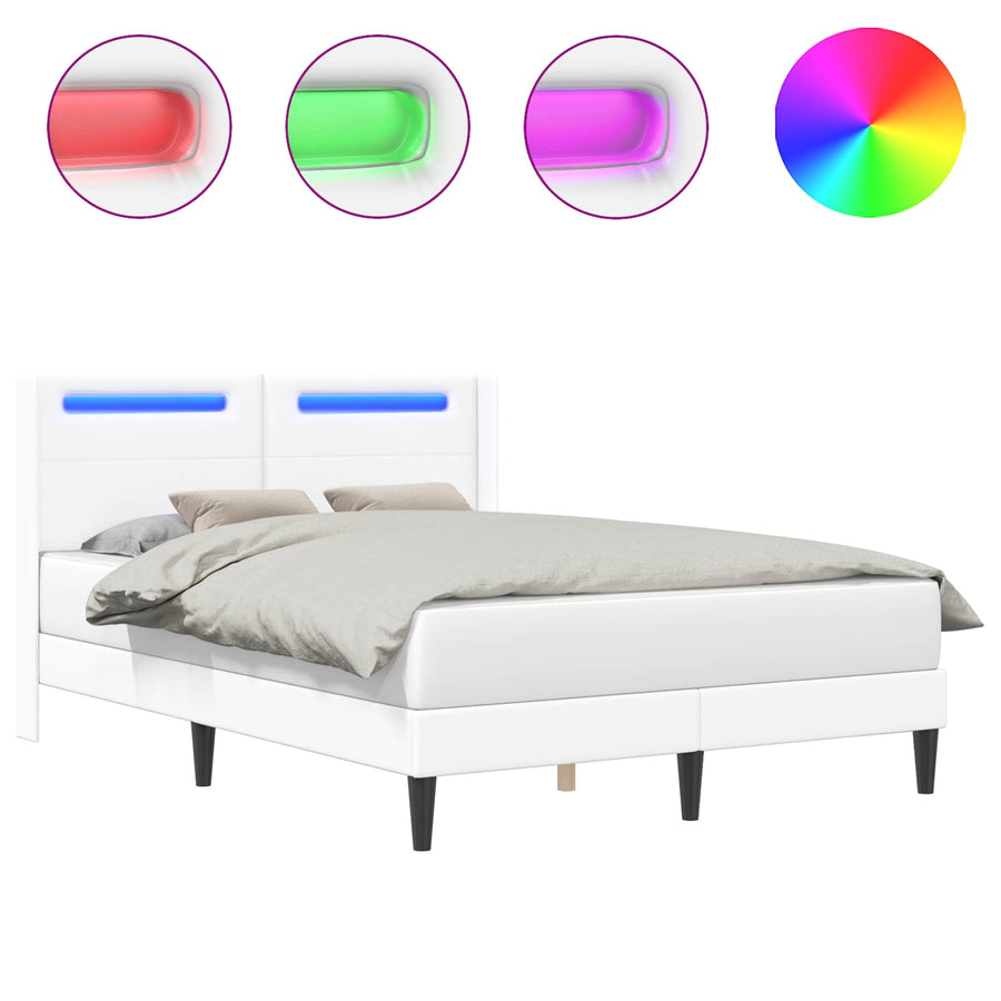 Bedframe met LED-stripverlichting Wit 160 x 200 cm Kunstleer