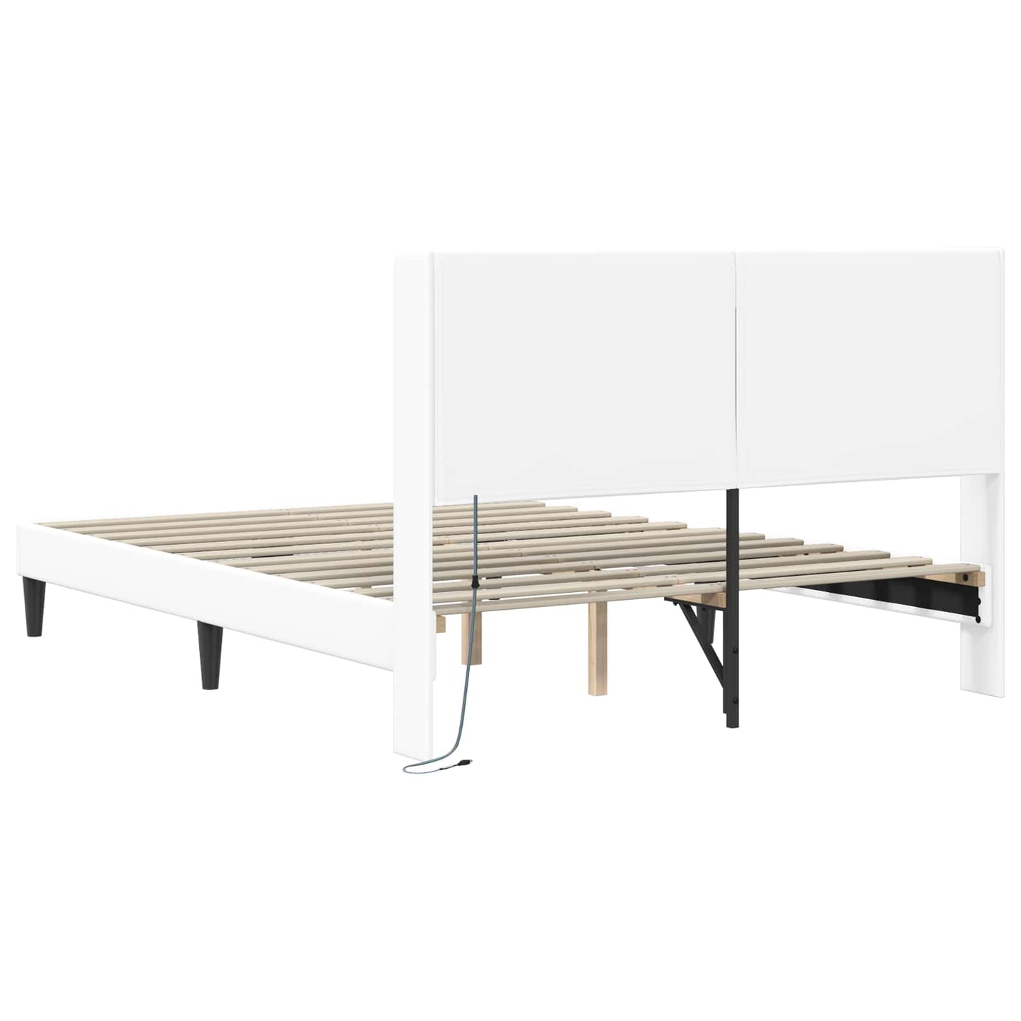 Bedframe met LED-stripverlichting Wit 160 x 200 cm Kunstleer
