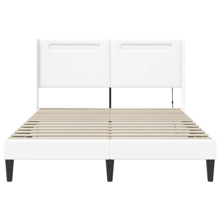Bedframe met LED-stripverlichting Wit 160 x 200 cm Kunstleer