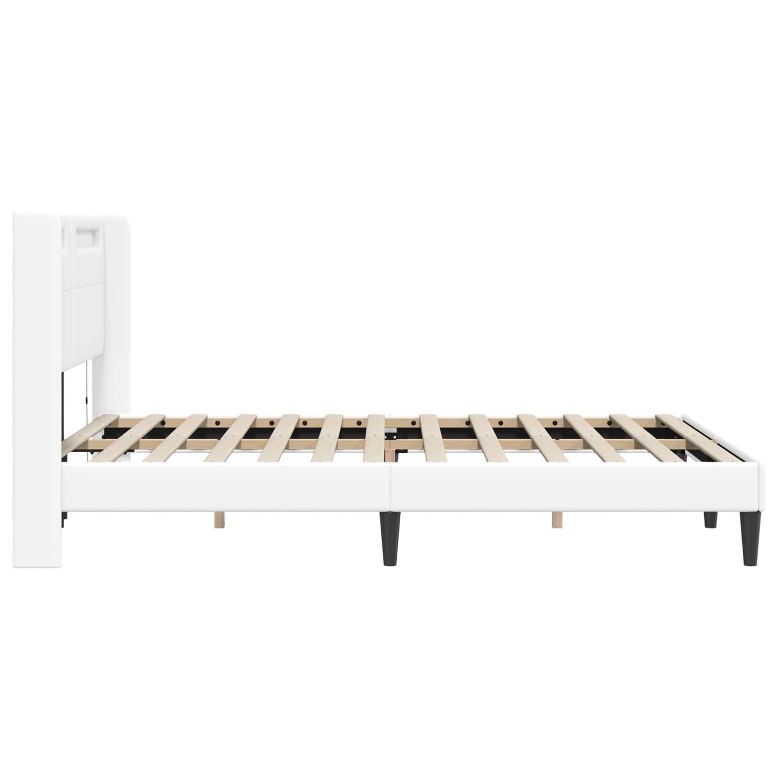 Bedframe met LED-stripverlichting Wit 160 x 200 cm Kunstleer