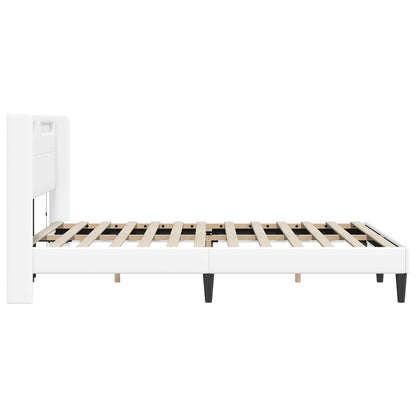 Bedframe met LED-stripverlichting Wit 160 x 200 cm Kunstleer