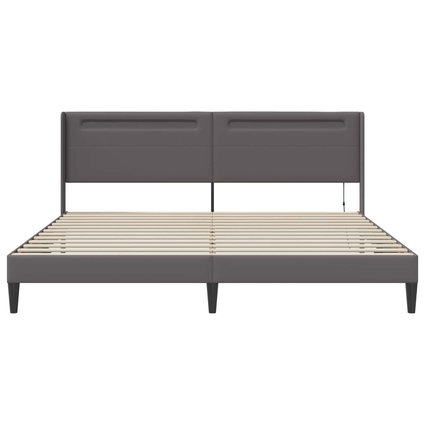 Bedframe met LED-stripverlichting Grijs 180 x 200 cm Kunstleer