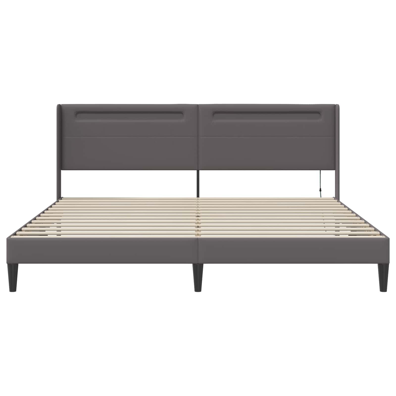 Bedframe met LED-stripverlichting Grijs 180 x 200 cm Kunstleer