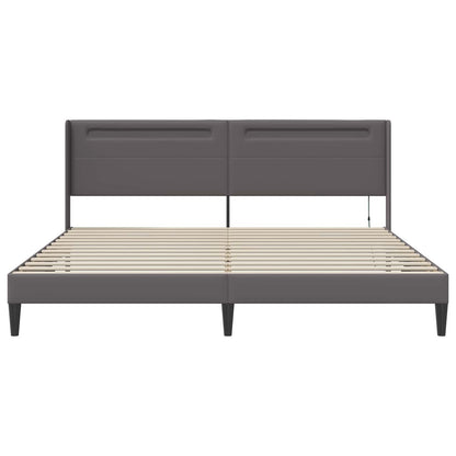 Bedframe met LED-stripverlichting Grijs 180 x 200 cm Kunstleer