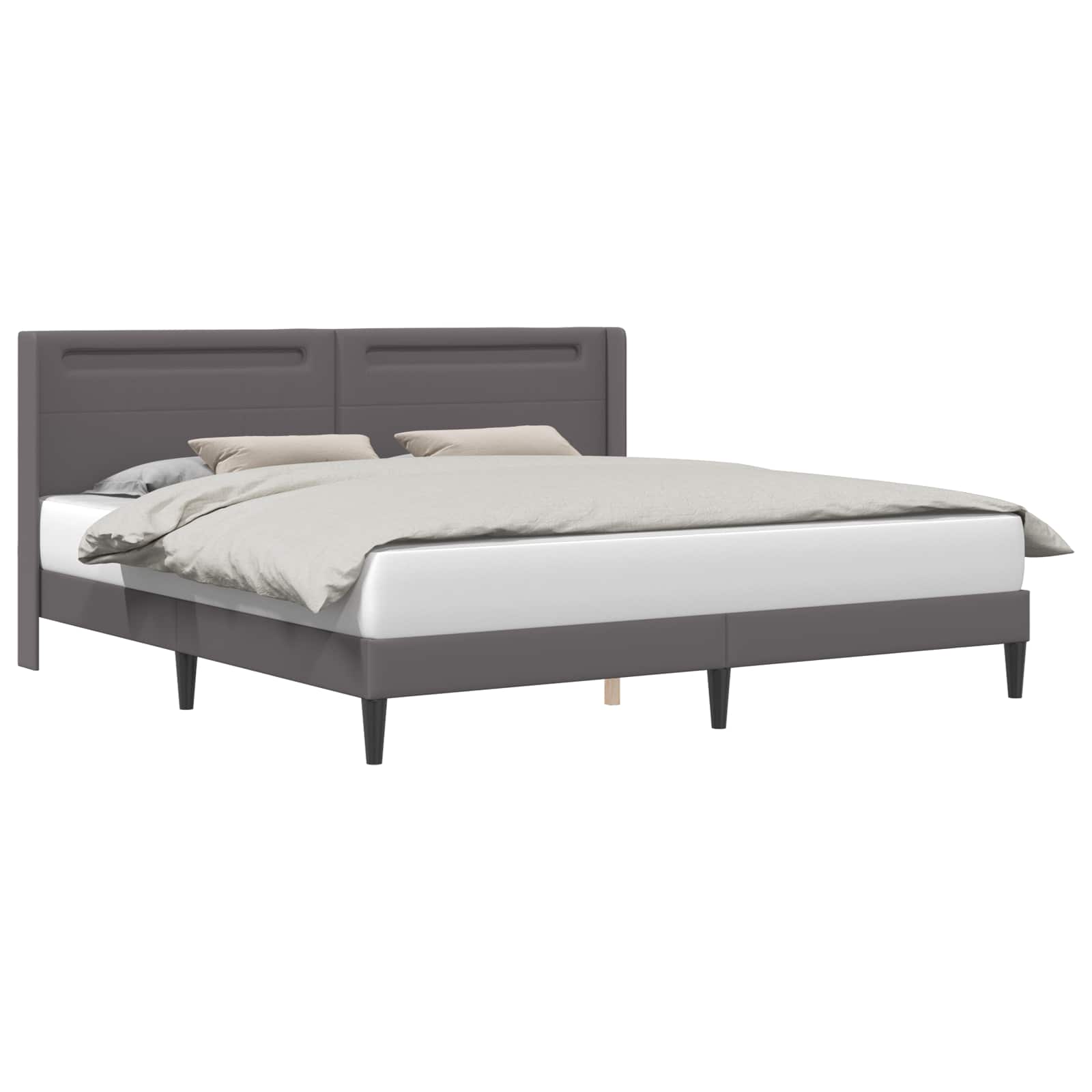 Bedframe met LED-stripverlichting Grijs 180 x 200 cm Kunstleer