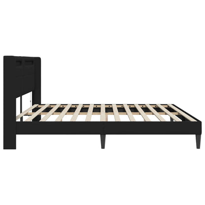Bedframe met LED-stripverlichting Zwart 180 x 200 cm Kunstleer