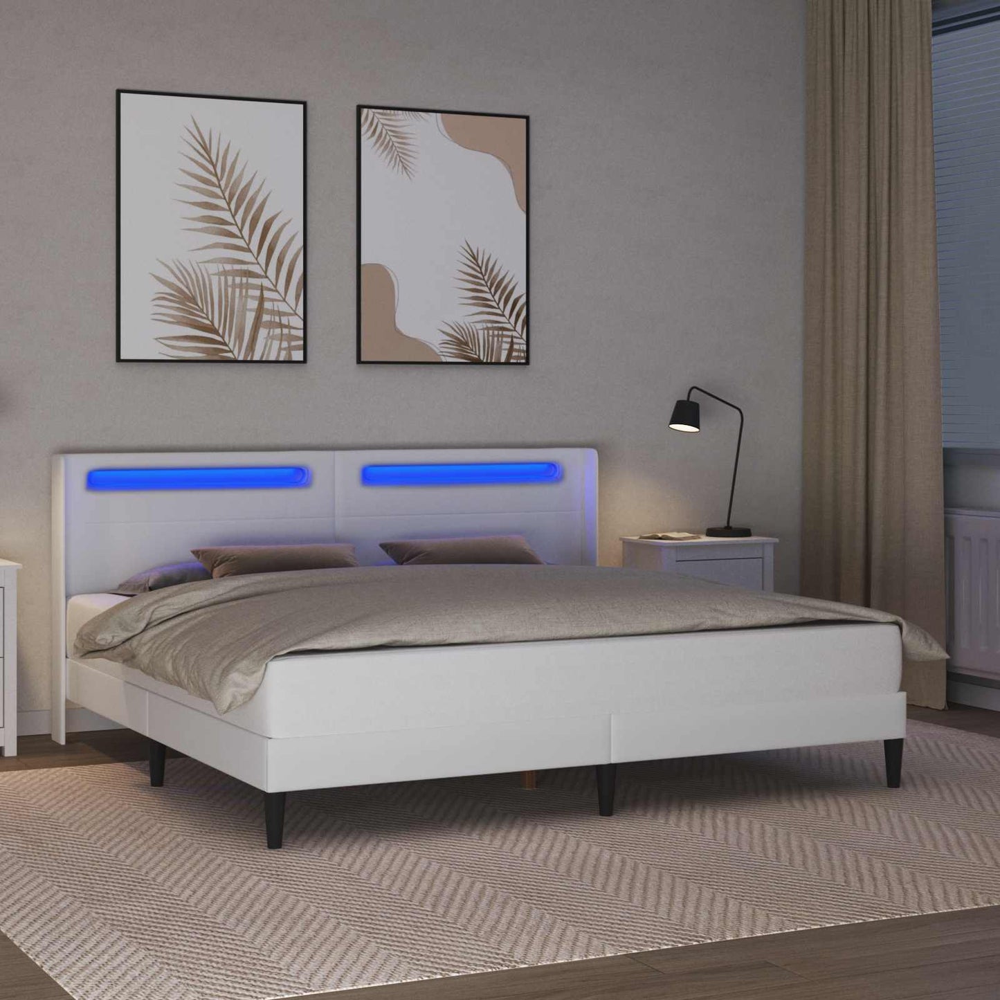 Bedframe met LED-stripverlichting Wit 180 x 200 cm Kunstleer