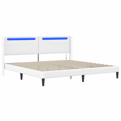 Bedframe met LED-stripverlichting Wit 180 x 200 cm Kunstleer