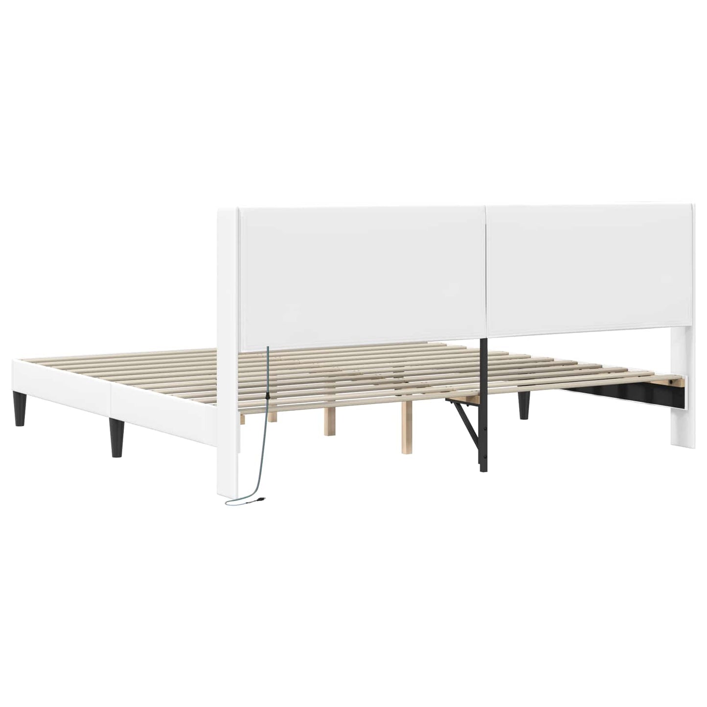 Bedframe met LED-stripverlichting Wit 180 x 200 cm Kunstleer