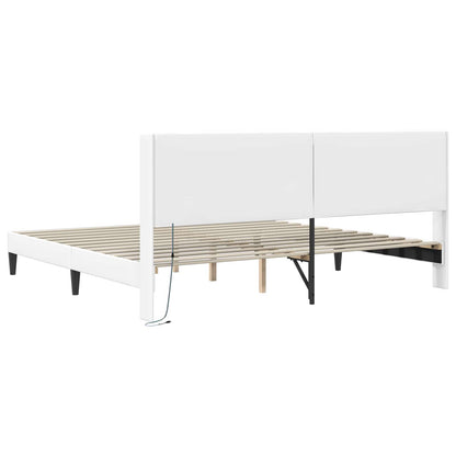 Bedframe met LED-stripverlichting Wit 180 x 200 cm Kunstleer