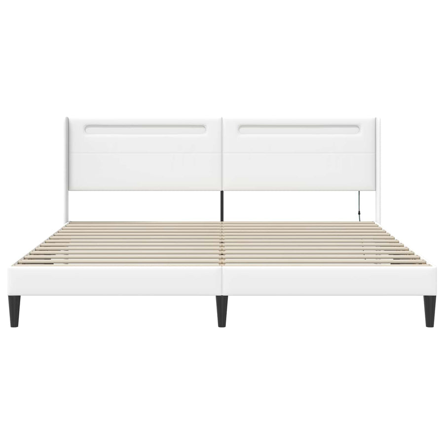 Bedframe met LED-stripverlichting Wit 180 x 200 cm Kunstleer