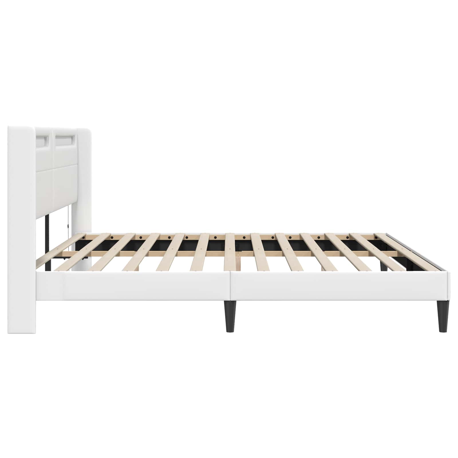 Bedframe met LED-stripverlichting Wit 180 x 200 cm Kunstleer