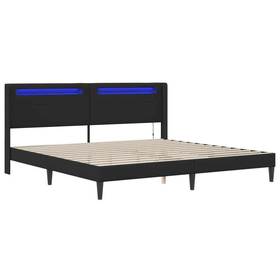 Bedframe met LED-stripverlichting Zwart 200 x200 cm Kunstleer