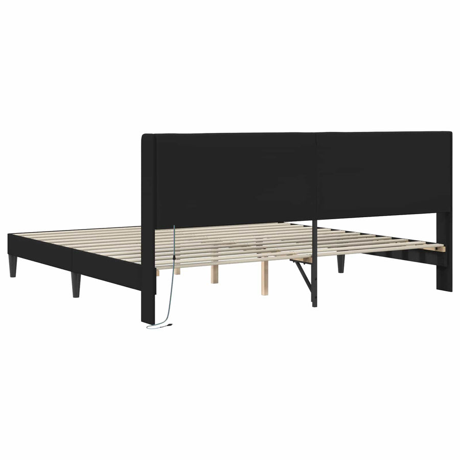 Bedframe met LED-stripverlichting Zwart 200 x200 cm Kunstleer