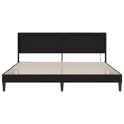 Bedframe met LED-stripverlichting Zwart 200 x200 cm Kunstleer