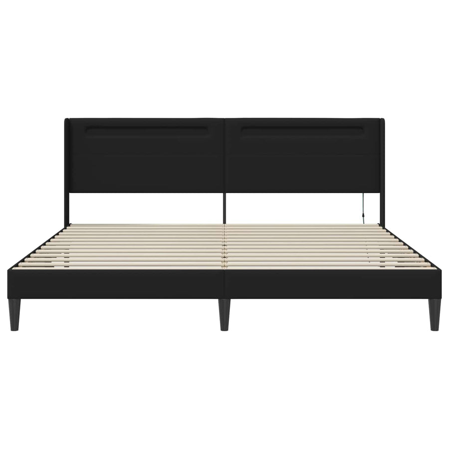 Bedframe met LED-stripverlichting Zwart 200 x200 cm Kunstleer