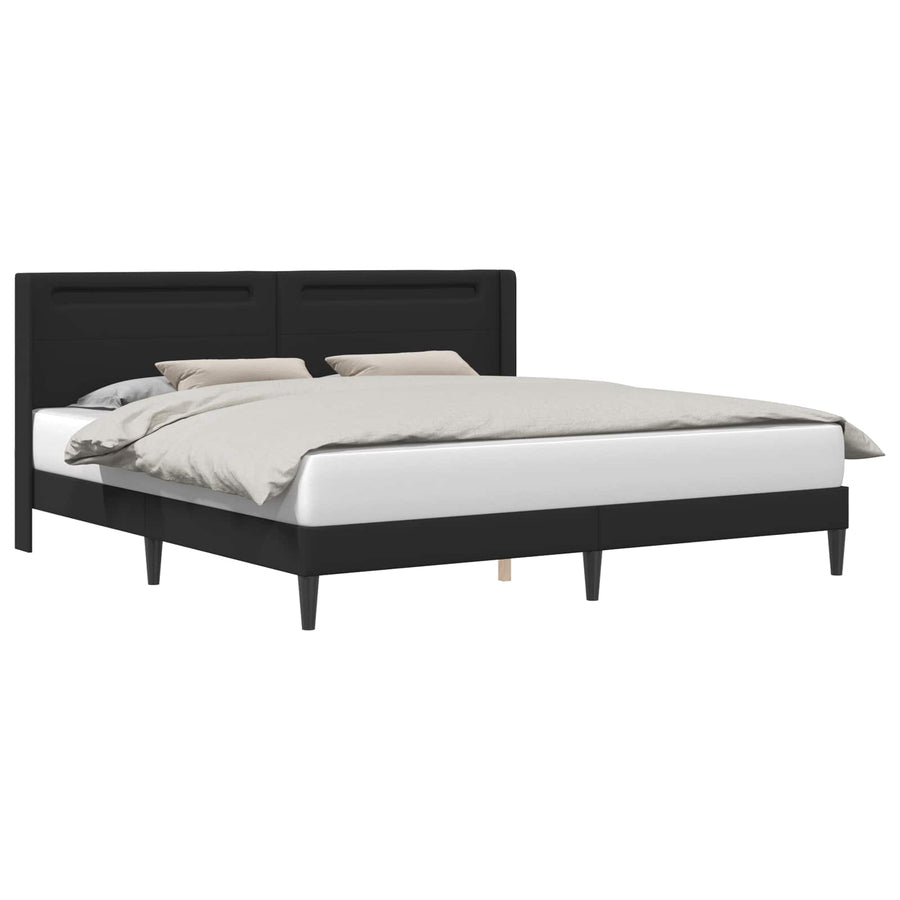 Bedframe met LED-stripverlichting Zwart 200 x200 cm Kunstleer