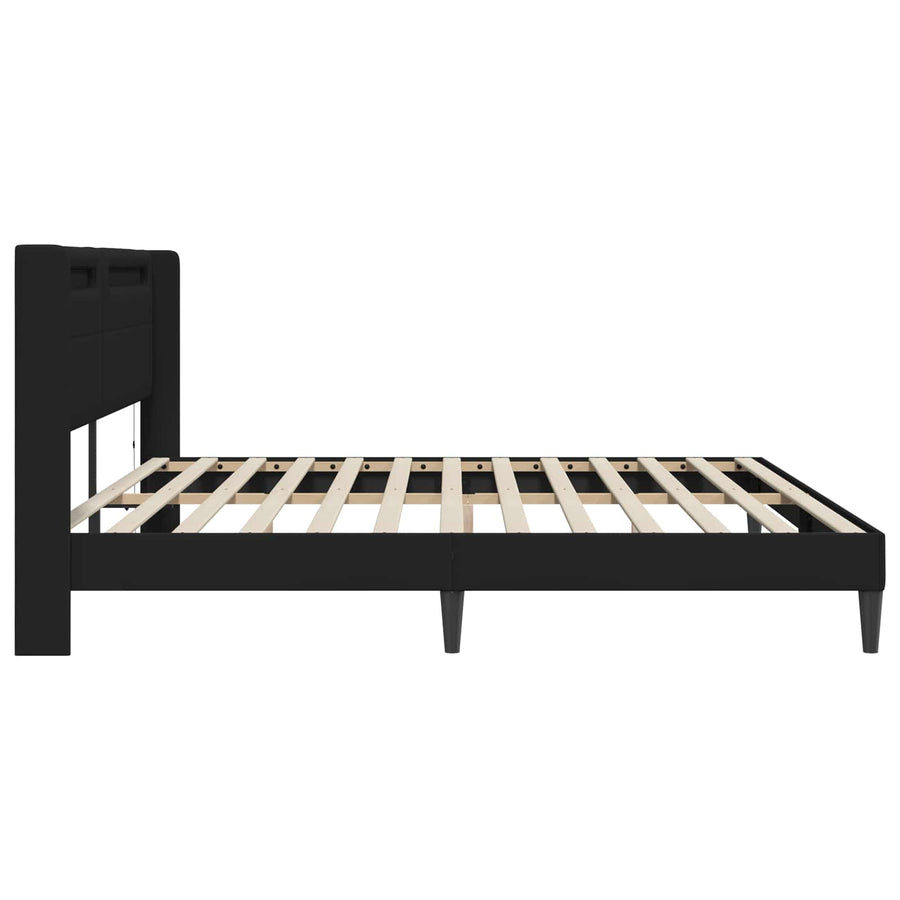 Bedframe met LED-stripverlichting Zwart 200 x200 cm Kunstleer