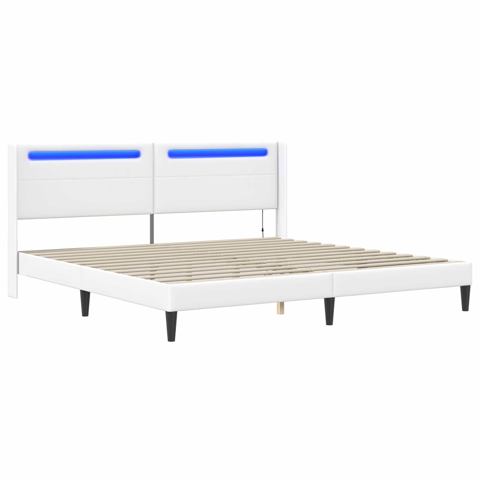 Bedframe met LED-stripverlichting Wit 200 x200 cm Kunstleer