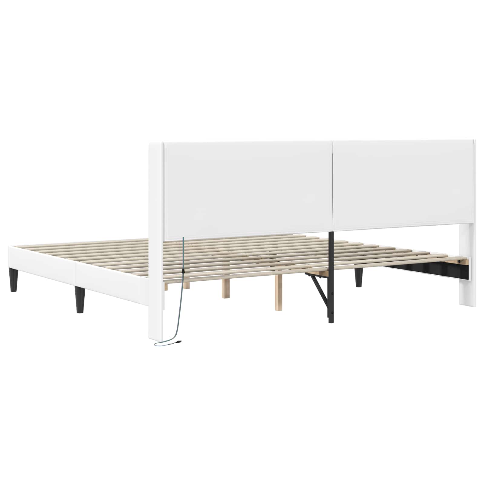 Bedframe met LED-stripverlichting Wit 200 x200 cm Kunstleer