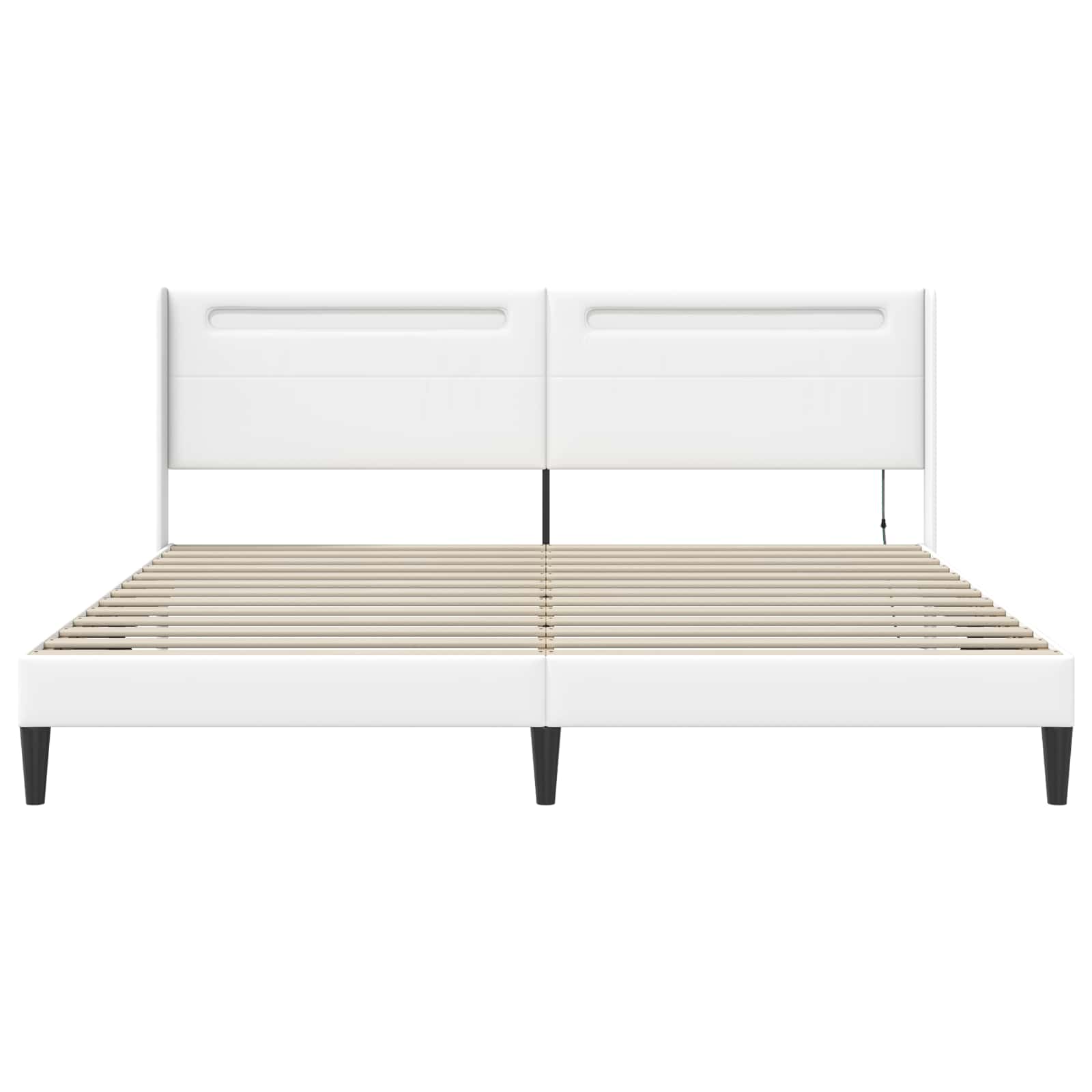 Bedframe met LED-stripverlichting Wit 200 x200 cm Kunstleer