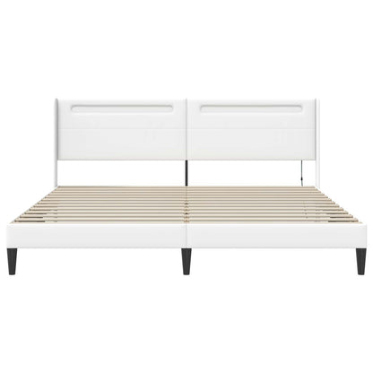 Bedframe met LED-stripverlichting Wit 200 x200 cm Kunstleer