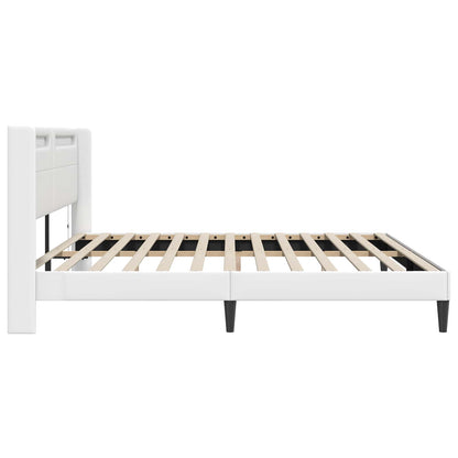 Bedframe met LED-stripverlichting Wit 200 x200 cm Kunstleer