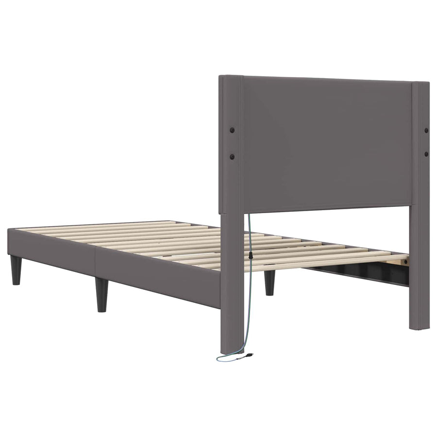 Bedframe met LED-stripverlichting Grijs 80 x 200 cm Kunstleer