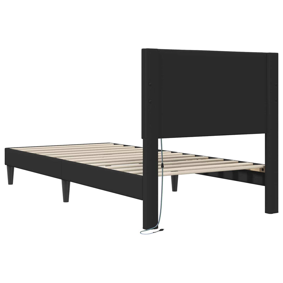 Bedframe met LED-stripverlichting Zwart 80 x 200 cm Kunstleer