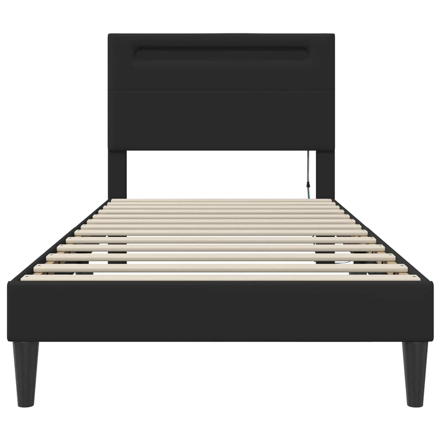 Bedframe met LED-stripverlichting Zwart 80 x 200 cm Kunstleer