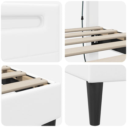 Bedframe met LED-stripverlichting Wit 80 x 200 cm Kunstleer