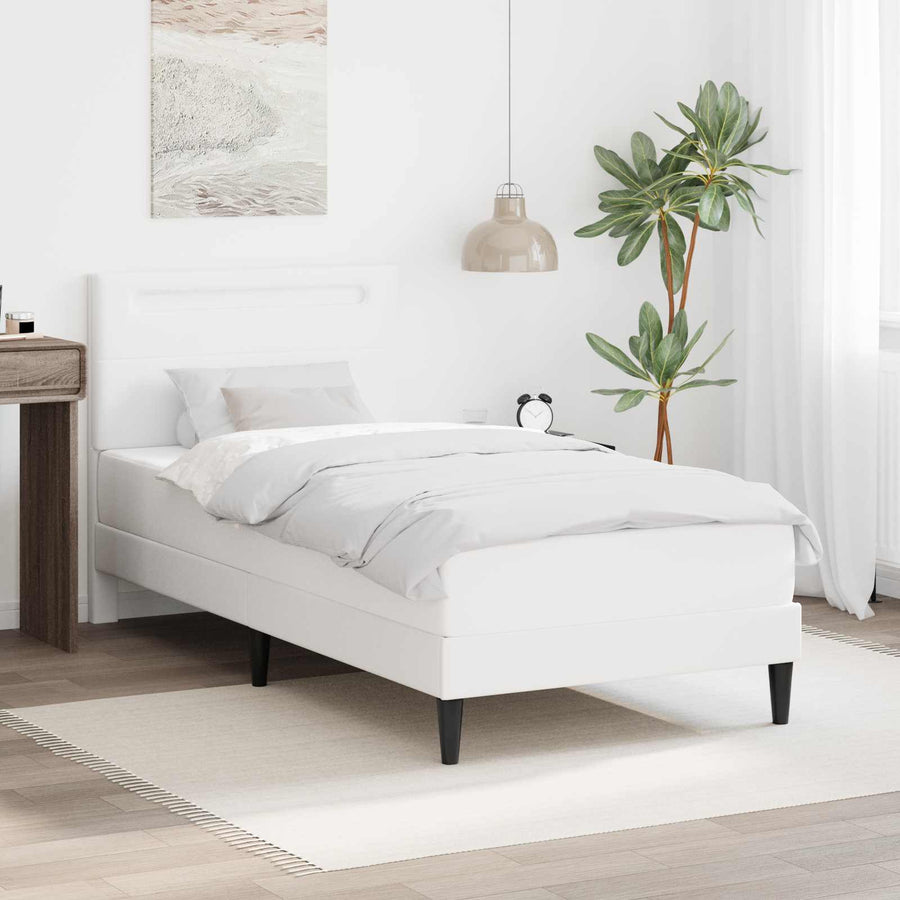 Bedframe met LED-stripverlichting Wit 80 x 200 cm Kunstleer