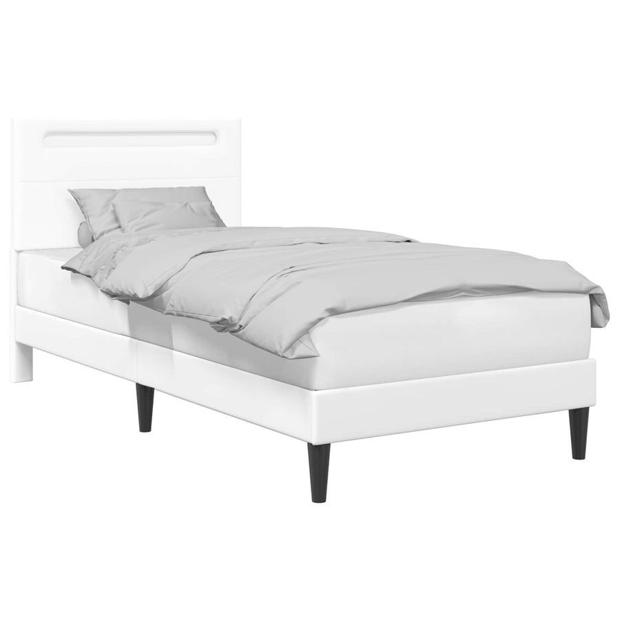 Bedframe met LED-stripverlichting Wit 80 x 200 cm Kunstleer