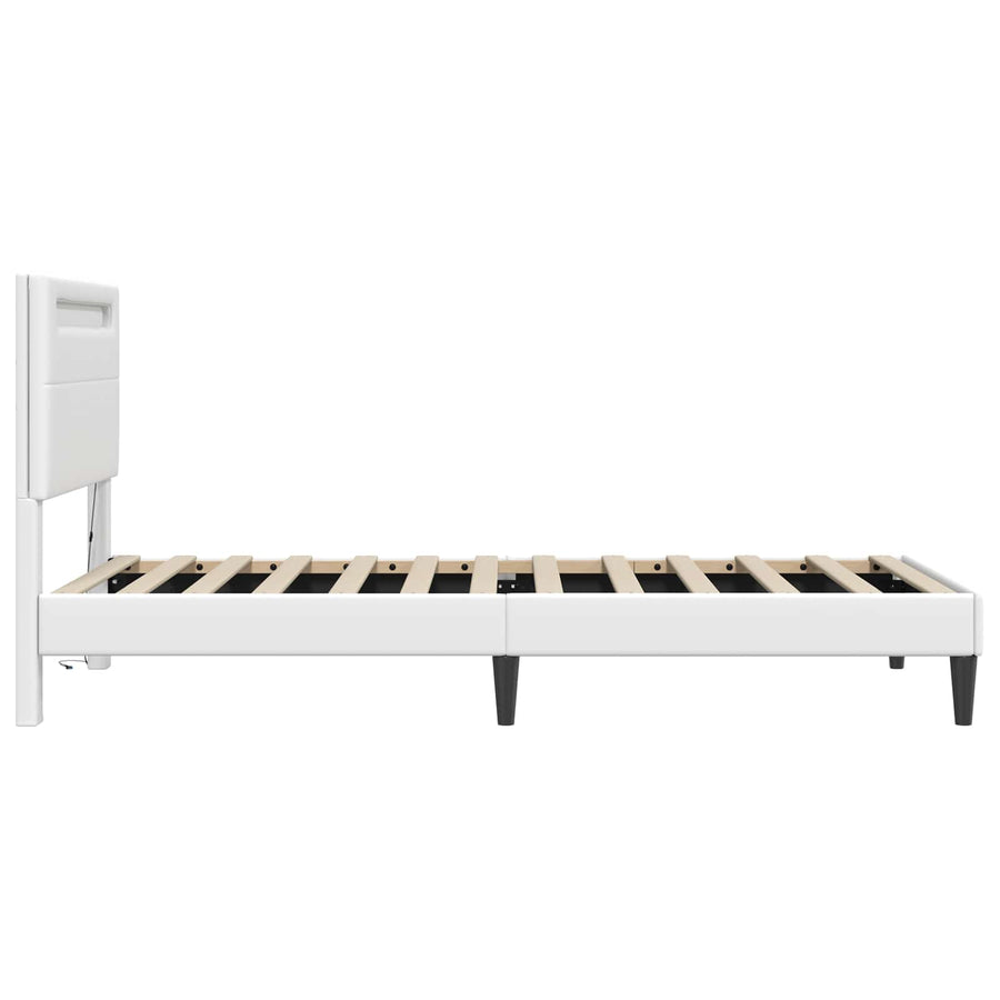 Bedframe met LED-stripverlichting Wit 80 x 200 cm Kunstleer