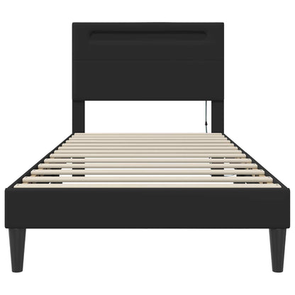 Bedframe met LED-stripverlichting Zwart 90 x 190 cm Kunstleer