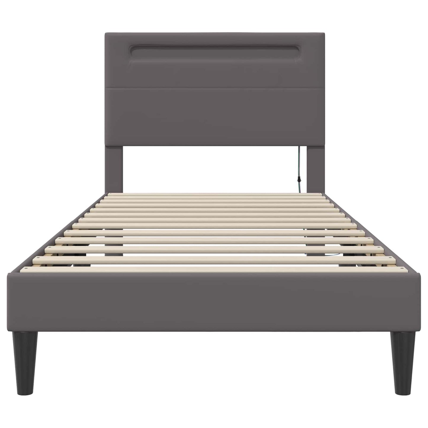 Bedframe met LED-stripverlichting Grijs 90 x 200 cm Kunstleer
