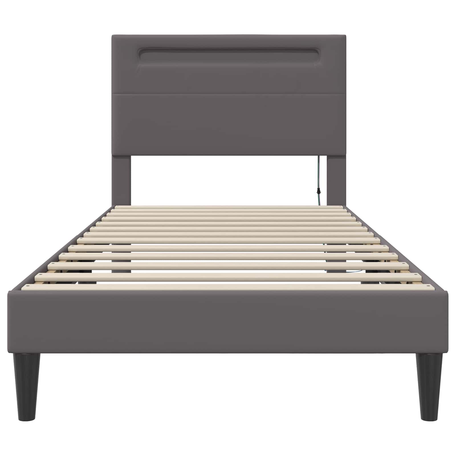 Bedframe met LED-stripverlichting Grijs 90 x 200 cm Kunstleer