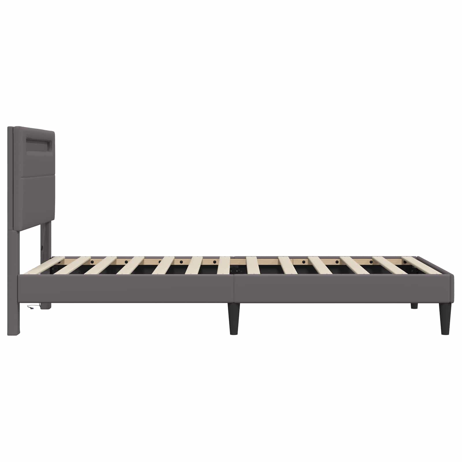 Bedframe met LED-stripverlichting Grijs 90 x 200 cm Kunstleer