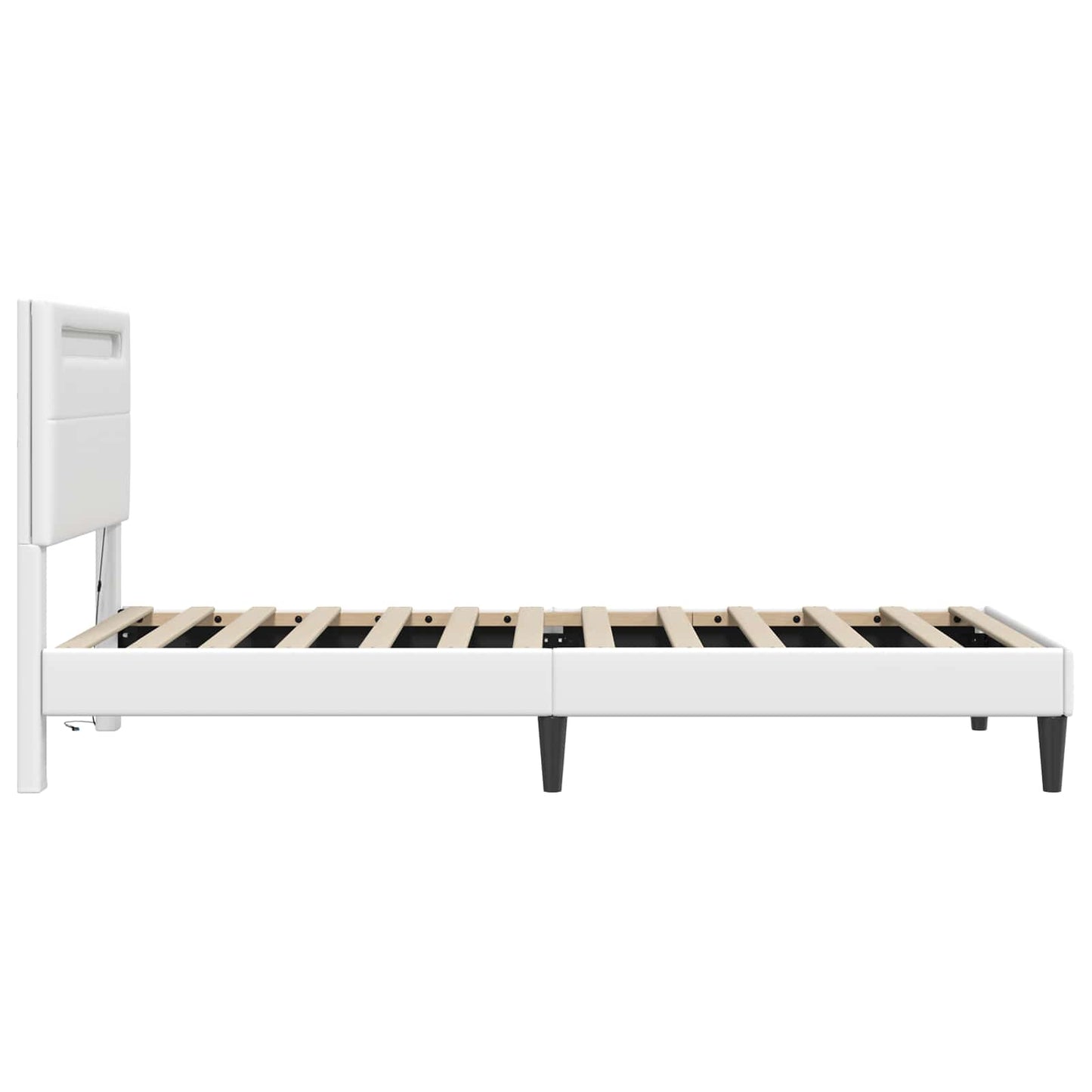Bedframe met LED-stripverlichting Wit 90 x 200 cm Kunstleer