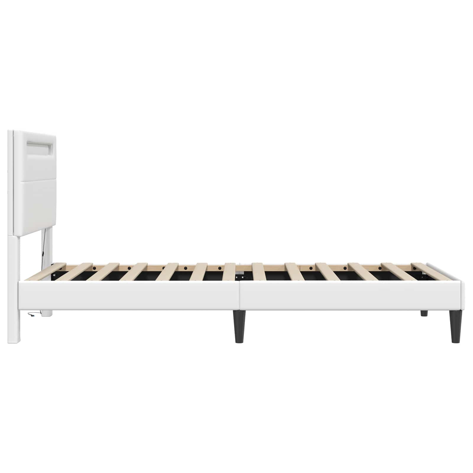 Bedframe met LED-stripverlichting Wit 90 x 200 cm Kunstleer