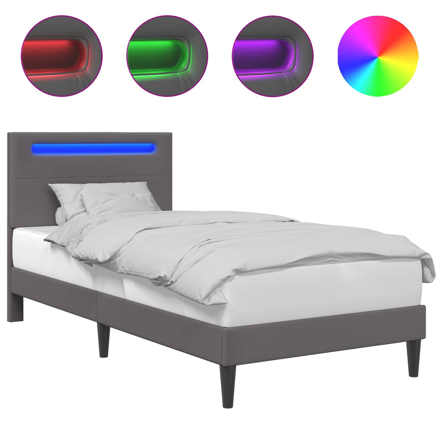 Bedframe met LED-stripverlichting Grijs 100 x 200 cm Kunstleer