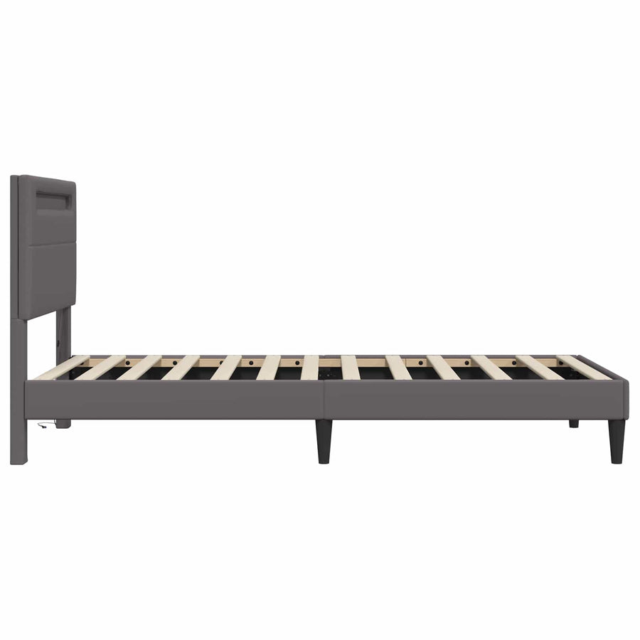 Bedframe met LED-stripverlichting Grijs 100 x 200 cm Kunstleer